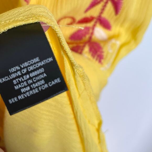 Curations Womens Kaftan Swim Coverup XL Yellow Pink Embroidered Resort Wear Boho - Picture 11 of 11